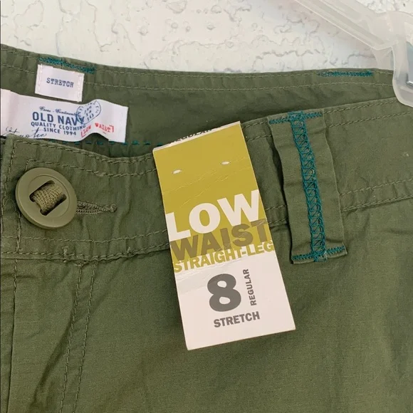 Old Navy Dark Green Cargo low waist straight leg Pants size 8 - Picture 3 of 12